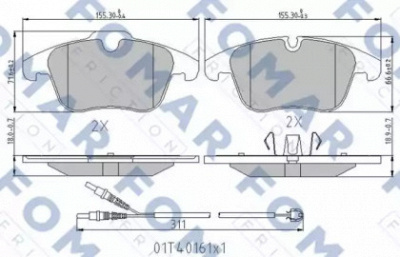 FOMAR FRICTION fo338481 -  Комплект тормозных колодок, дисковый тормоз